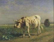constant troyon The white bull. oil on canvas
